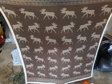 Vintage Rustic Lodge Moose Knit Throw Blanket...