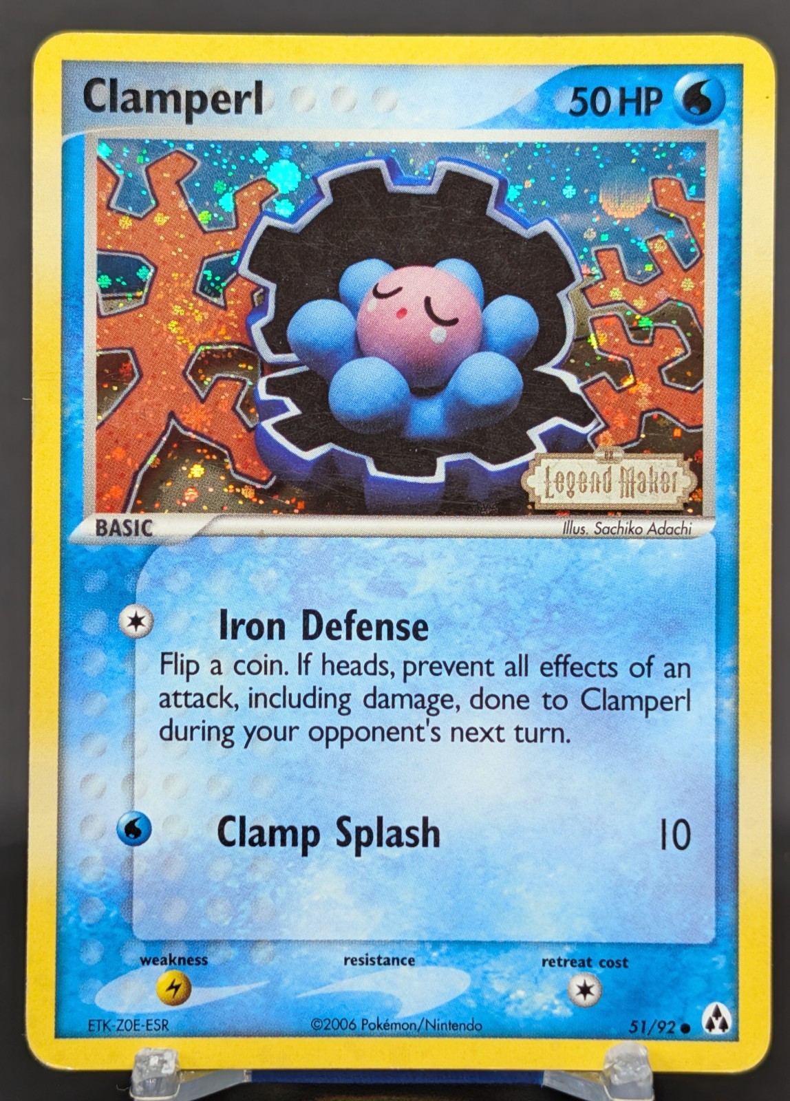 Pokemon Clamperl #51/92 English Legend Maker Stamped Cosmos Swirl