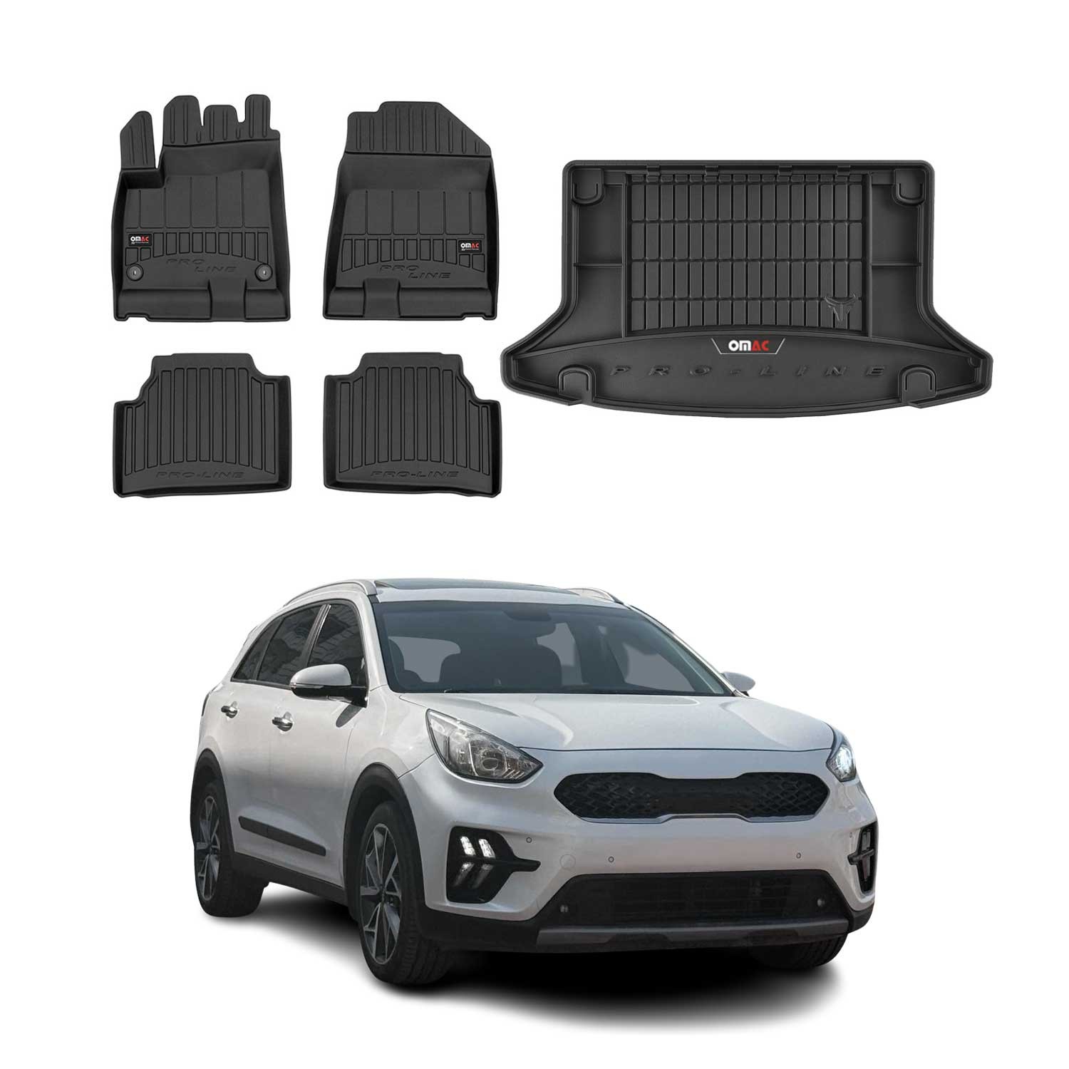 Tapis de sol voiture Kia e-Niro mk1 étanche coffre TPE Noir