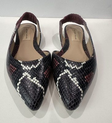 Antonio Melani Women s Leather Snake Print Pointed Toe Slingback Flats 6