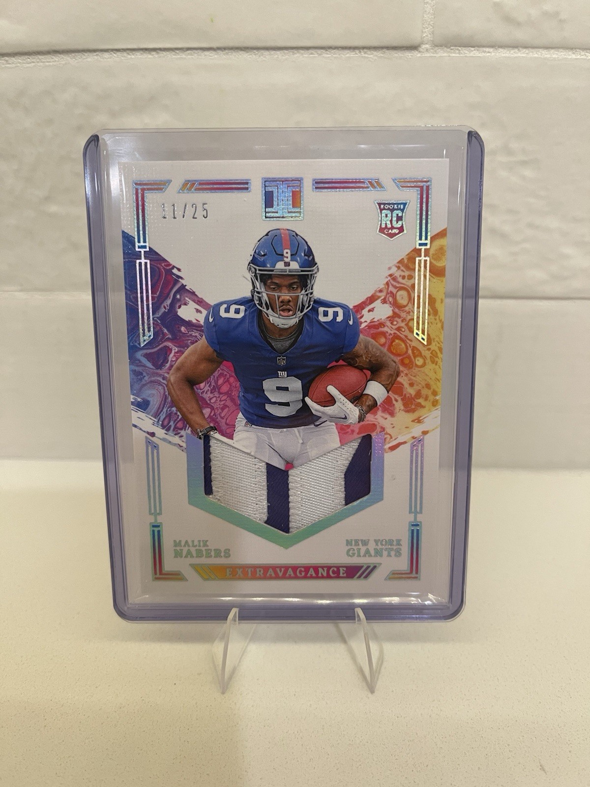 2024 Panini Impeccable Malik Nabers RC Rookie Extravagance Patch Silver #11/25
