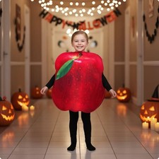 Pflegeleichtes Apfel Cosplay Outfit gl&auml;nzend rot Obst Party Kleidung leicht ausgefallen