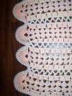 VTG PINK AND WHITE CROCHETED YARN TABLE RUNNER DOILY 42 IN. X 13 IN. EUC — photo 3