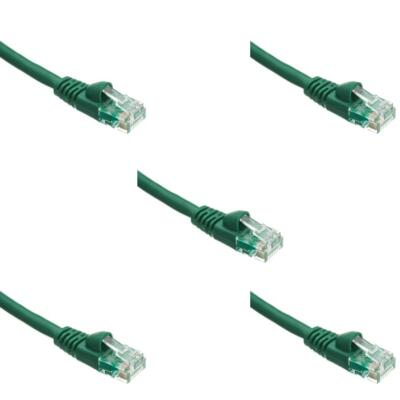 Pack of 5 Cables Snagless 20 Foot Cat5e Green Network Ethernet Patch Cable