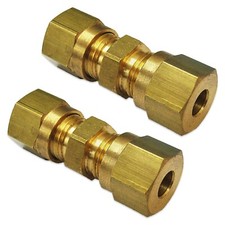 STRAIGHT COMPRESSION EQUAL FITTINGS 2 x GAS TUBE CONNECTORS FOR 5mm COPPER PIPE