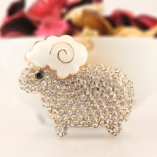 White Sheep Fashion Keychain Rhinestone Crystal Charm Cute Animal Gift 01173