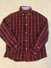 Chaps Youth Boys Red Black Plaid Shirt Button Down Medium 10/12 Long Sleeve Nice