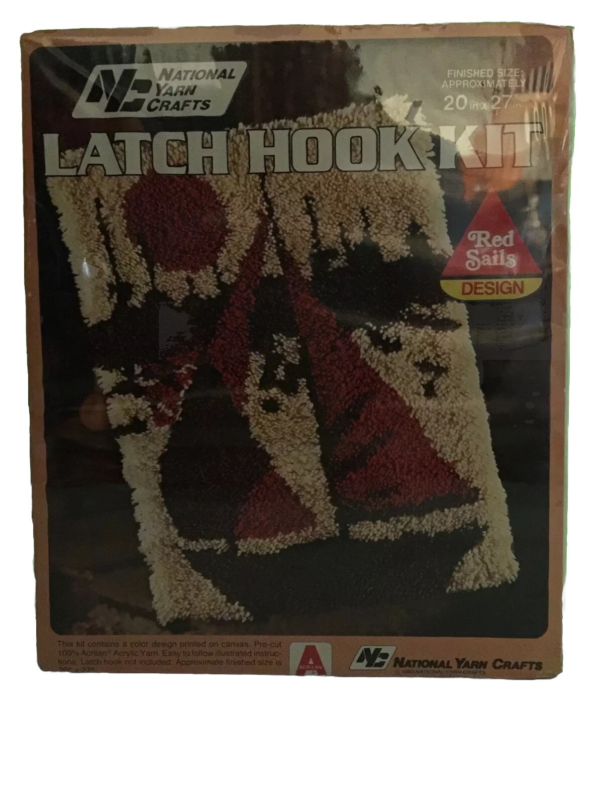1980s National Yarn Crafts Red Sails Latch Hook Kit Collectible Gift 