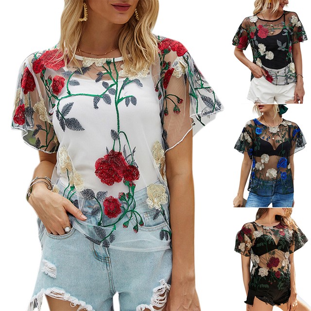 transparent floral top