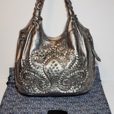 BRIGHTON LOCKHEART RARE PINWHEEL FOREST SLATE 3D APPLIQUE SHOULDER HANDBAG $525