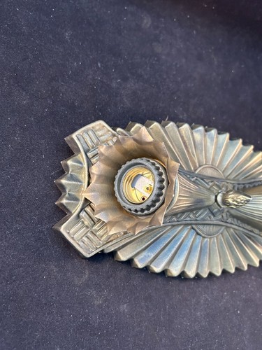 antique Art Deco brass starburst 2 light flush mount fixture - Picture 5 of 7