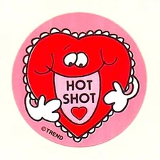 Trend Scratch And Sniff Glossy Cinnamon Heart Hot Shot Stinky Stickers Vtg 80's