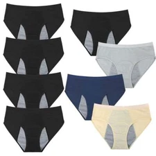 4 Pack Womens Cotton Period Panties Leakproof Underwear Menstrual Briefs Panty