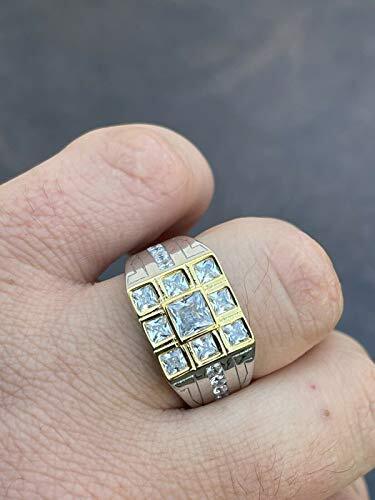 Herren Echt Massiv 925 Sterlingsilber Hip Hop Ring Big Iced CZ Riesiger