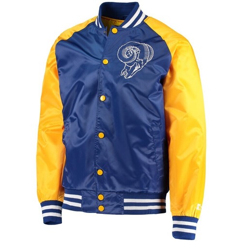 Letterman Los Angles Rams blu e giallo bomber raso giacca varsity vintage - Foto 2 di 6