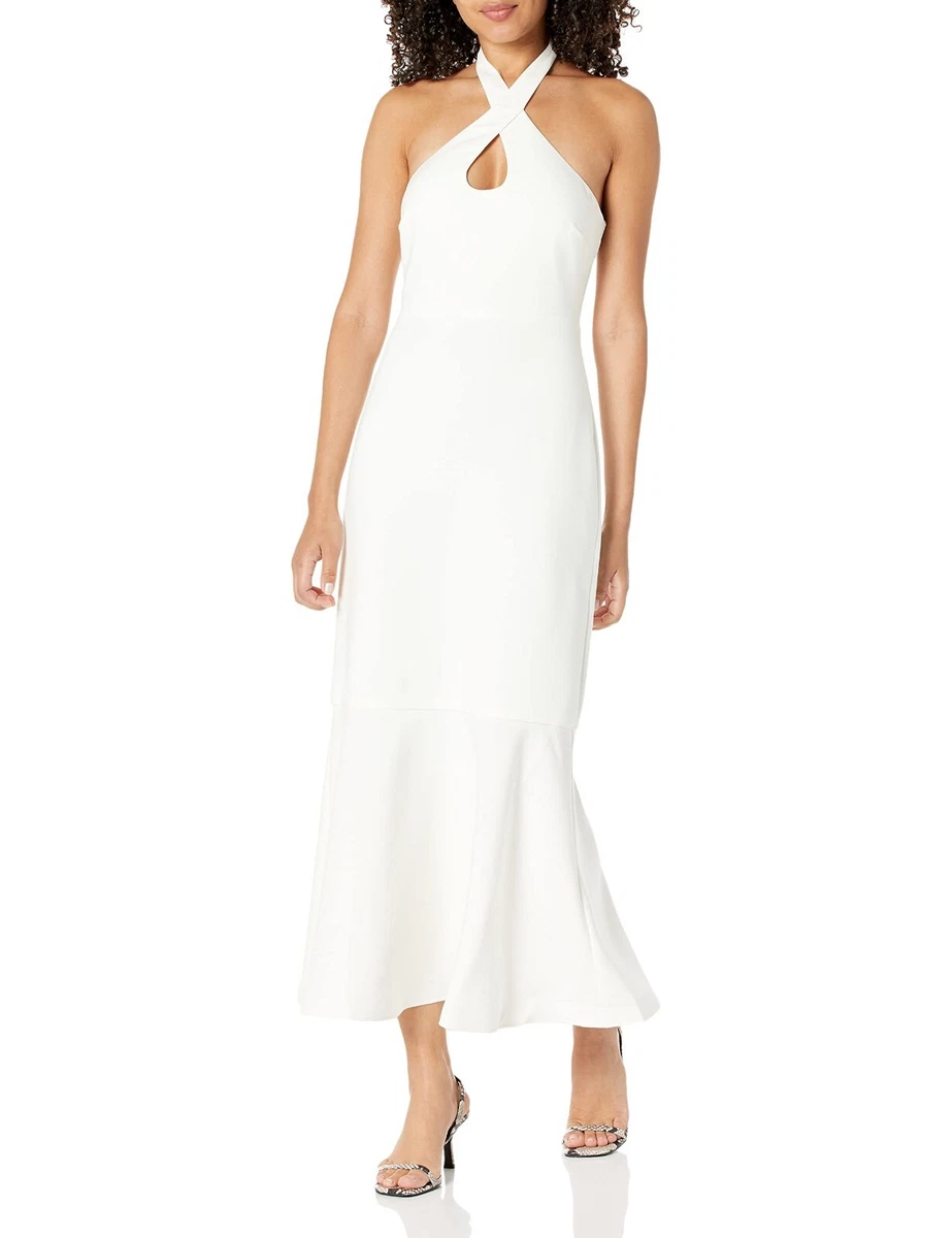 halter neck dress burgundy Nobu | Burgundy Bandeau Maxi Dress With Halter-Collar main image 1