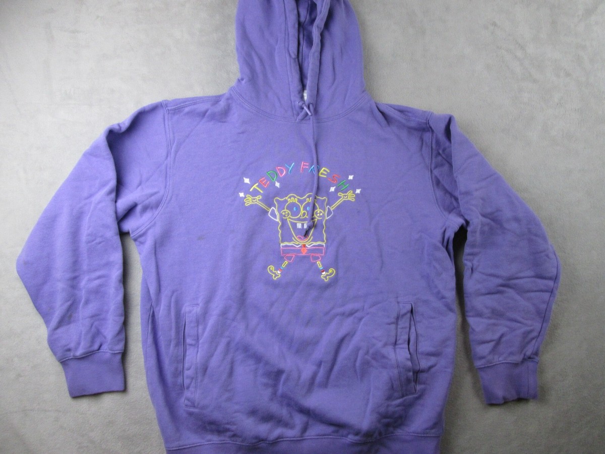 Teddy Fresh Spongebob Squarepants Hoodie Mens L Purple Embroidered