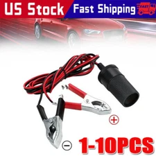 Car Battery Alligator Clamp Cable Clip Cigarette Lighter Adapter Socket 12V US