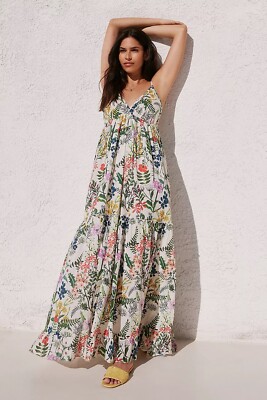 NEW Anthropologie Ro s Garden Florida Cover-Up Maxi Dress Size Medium Z322-6