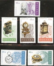 Poland  2849 -2854 Mint Never Hinged 1988 Antique Clocks Set