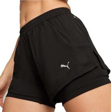 Puma Run Favourite Velocity Womens Running Shorts Black 2 In 1 Twin Short Sports