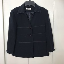 Kasper Women's 3 Button Blazer Jacket Size 6 Black 100 Polyester Suit Coat
