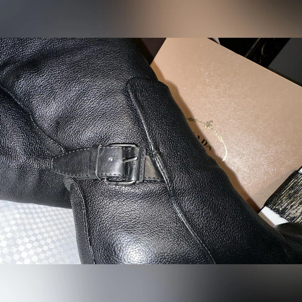 Balenciaga Black Leather Knee High Boots Size 10.5 - Image 3 of 4