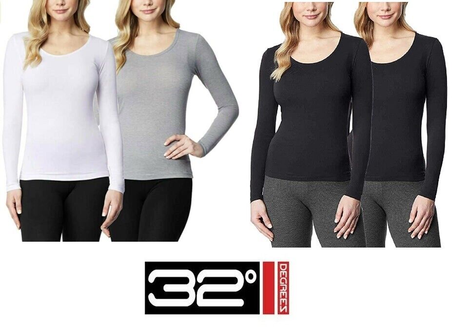 32Degrees Women's Heat Scoop Neck Thermal Top, Black (Large) : :  Clothing, Shoes & Accessories