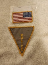 Vintage Triangular Police Patch very old and cool & American flag patch