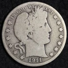 1911-D Silver Barber Half Dollar GOOD FREE SHIPPING