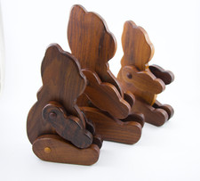 Handcrafted Wooden Teddy Bear Family Posable Moveable Arms Legs Nursery Rm Decor