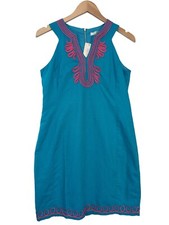 Jade Melody Tam Embroidered Sheath Dress Womens S Blue Sleeveless Career Resort