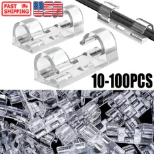 10-100 Cable Clips Self-Adhesive Tie Cord Management Wire Holder Organizer Clamp