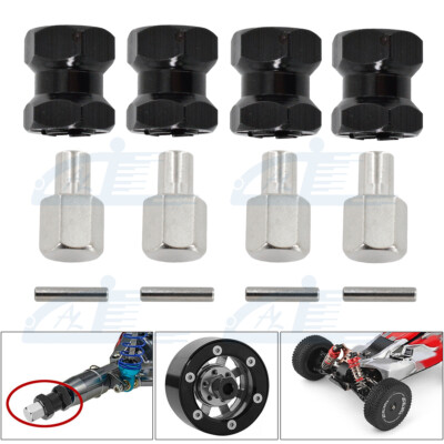 4x 12mm Wheel Hex Hub Adapter 15mm Extension For 1/10 RC Crawler SCX10 D90 Black