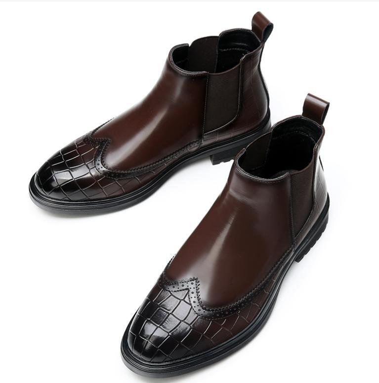 SAOLA Mocassino uomo Casaul punta ala chukky stivaletto nero alto Oxford Knight Boot