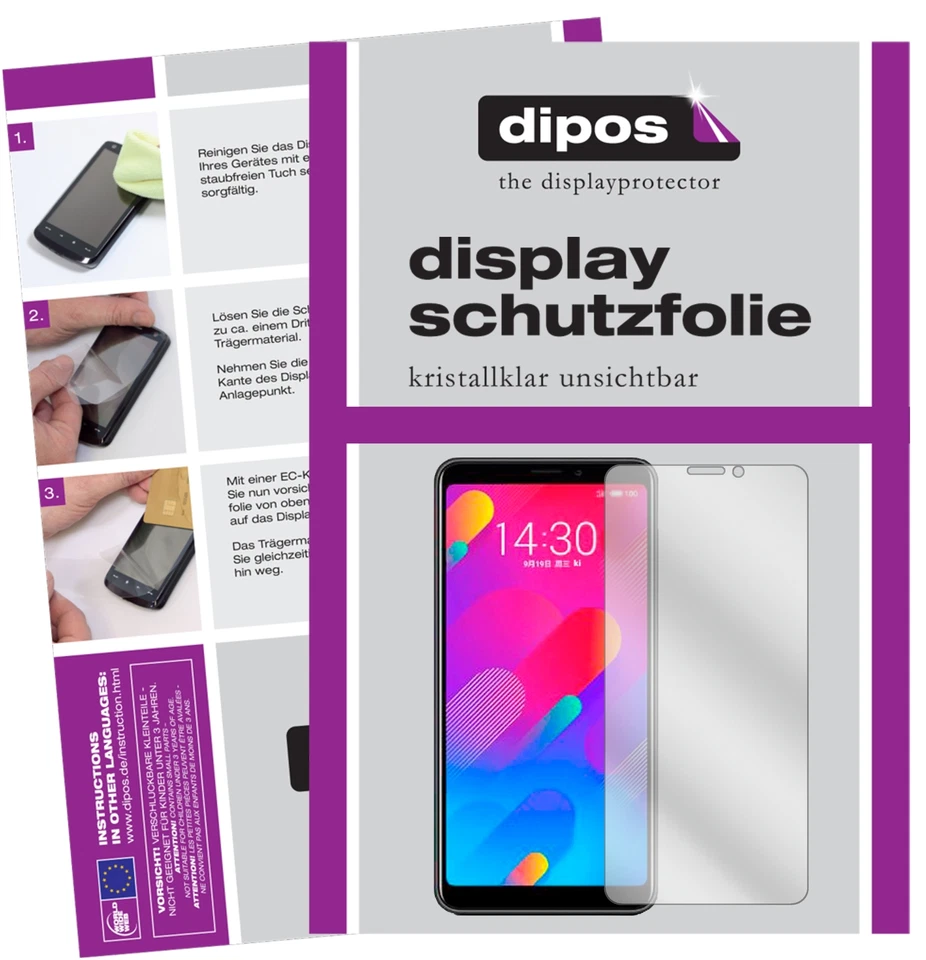5x I Protector Pantalla I para Meizu V8 pro I Protección Cristal Transparente I dipos Foto 2 de 4