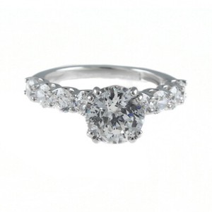 Authentic Round Cut Cubic Zirconia 14k White Gold Plated Solitaire Engagement Ring