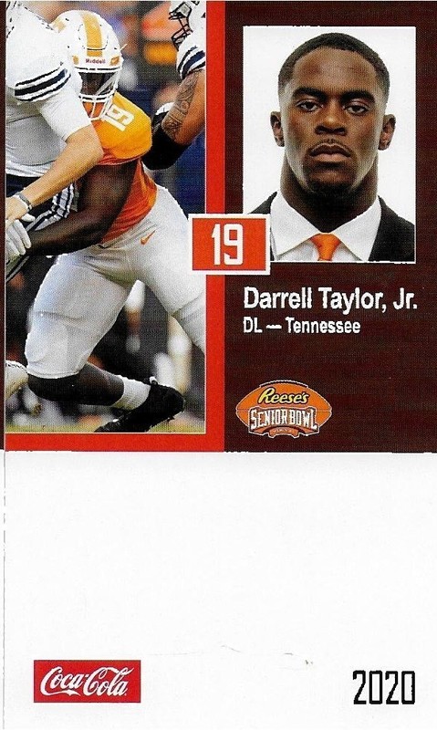 2020 SENIOR BOWL TENNESSEE VOLS DARRELL TAYLOR JR CHICAGO BEARS SEAHAWKS ROOKIE