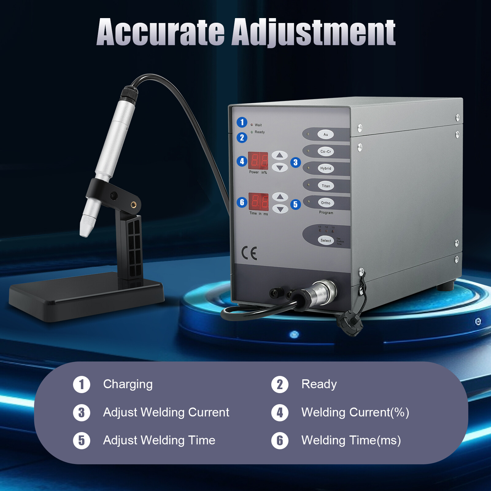 Automatic Pulse Argon CNC Spot Welder Welding Machine DIY Jewelry Repair 50-600A