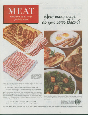 1945 Many Ways Serve Bacon Breakfast Lunch Sandwich Dinner Main Dish Ad LHJ6