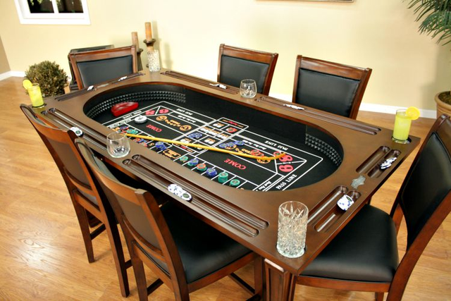 Burlington Game Table 3 In 1 Poker Tables Suede W 6 Chairs Free Shipping