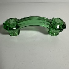 EMERALD GREEN GLASS CABINET PULLS DRAWER HANDLES VINTAGE STYLE