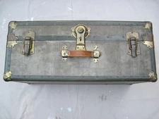 Antique Green Steamer Trunk Eagle Lock Company Chest 30 x 16 x 12 inches