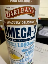 **BRAND NEW**Barlean's  Delicious Omega-3 Fish Oil Pina Colada 16 OZ 