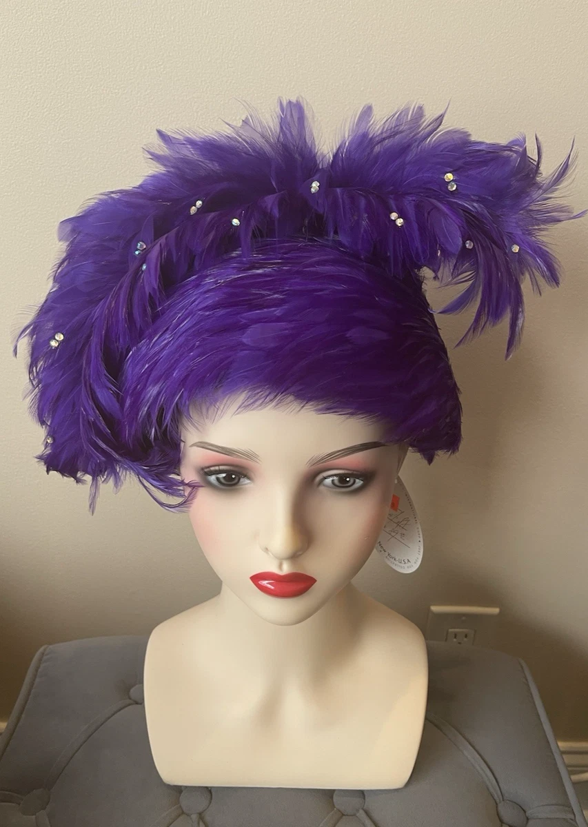 ✶ vintage 80s purple wool fascinator hat ✶ Purple 1980s Vintage Hats for Women for sale | eBay main image 3