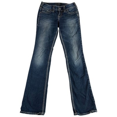 Silver Co. Suki Mid Slim Boot Jeans Womens 27x33 Blue Denim Embroidered Pockets