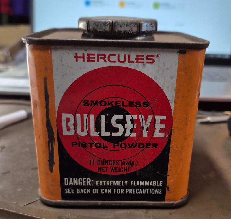 Hercules Smokeless Bullseye Pistol Powder Advertising Tin Can - EMPTY