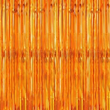 3 Pack 3.3 x 9.9 ft Orange Foil Fringe Glitter Curtains Party Decorations, Ti...