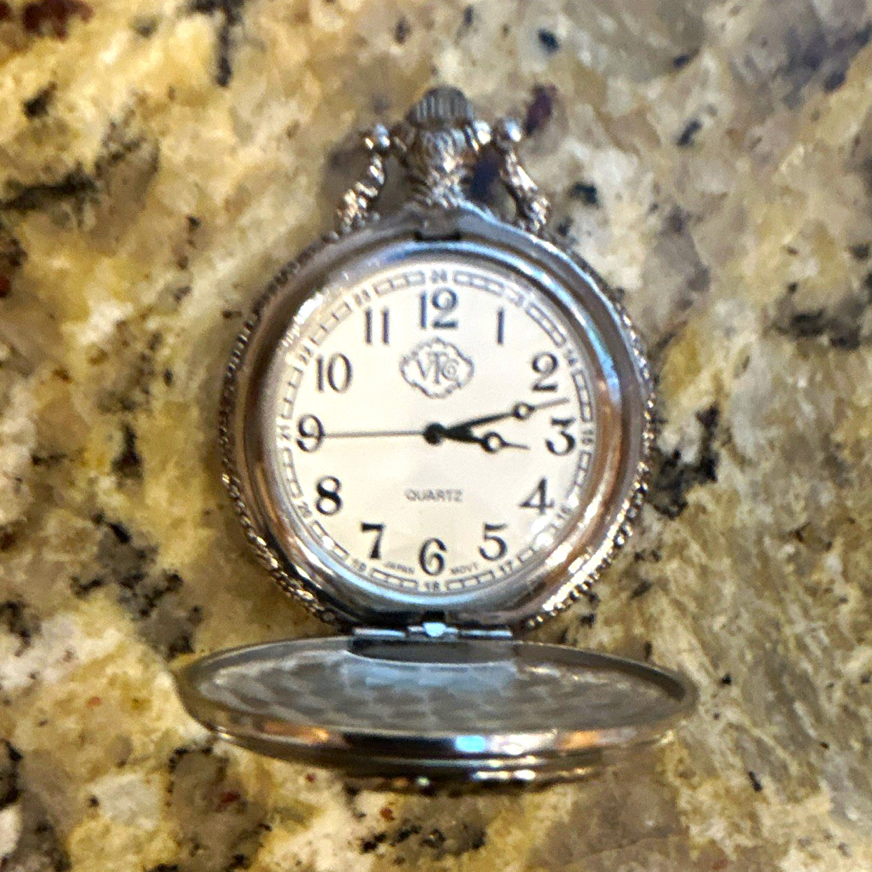 Vintage Quartz Full Hunter Pocket Watch Train Locomotive Pendant Polished Case