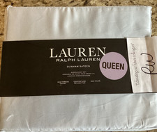 Ralph Lauren Queen Sheet Set Dunham Sateen Azure Blue 4pc 300TC NEW Beautiful 